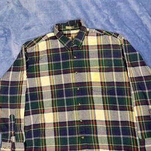 Bill Blass green plaid button up shirt men size l